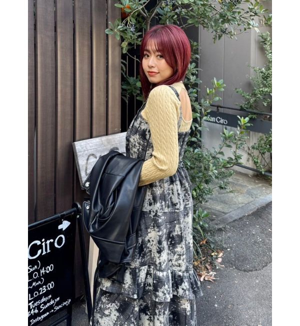 EVRIS「ワンポイントバックオープンケーブルニット」|ニット・セーター|