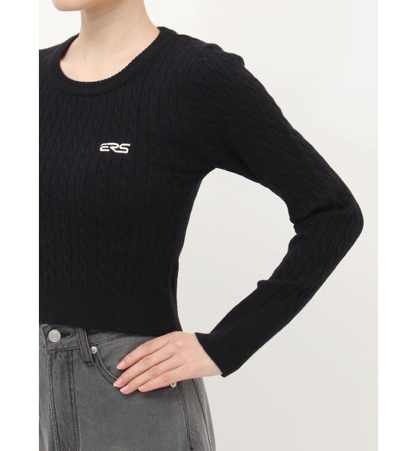 EVRIS「ワンポイントバックオープンケーブルニット」|ニット・セーター|