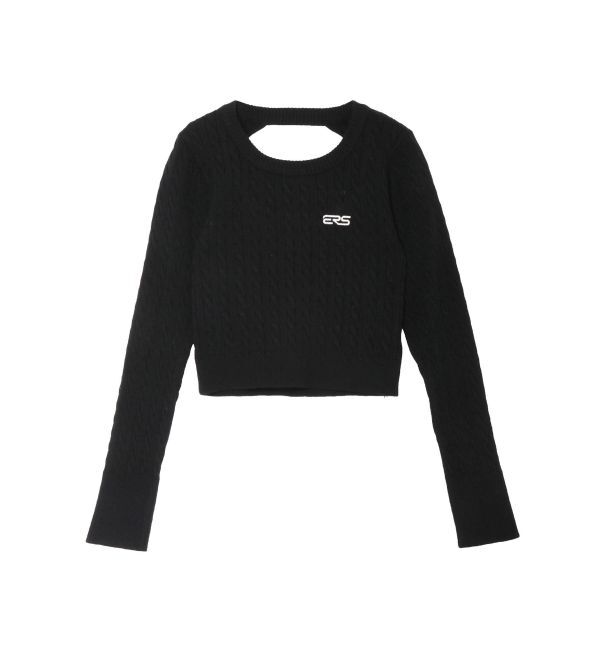 EVRIS「ワンポイントバックオープンケーブルニット」|ニット・セーター|