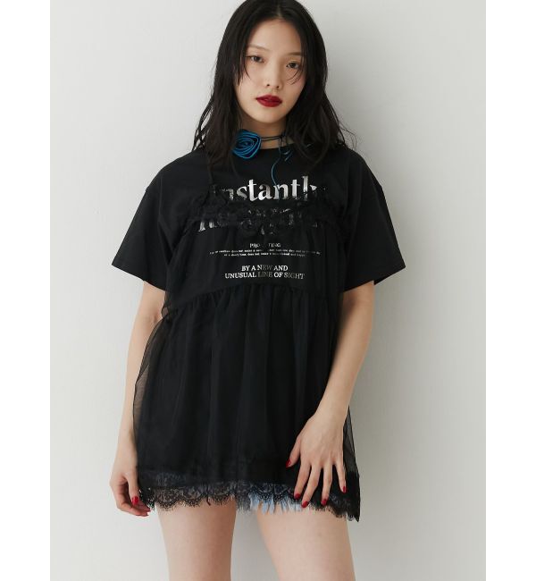 jouetie「ランジェリーレイヤードチュニックTシャツ」|Tシャツ・カットソー|ブラック