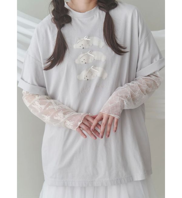 merry jenny「シアーレースコンビtops」|Tシャツ・カットソー|