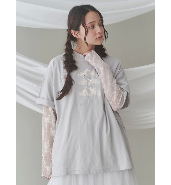 merry jenny「シアーレースコンビtops」|Tシャツ・カットソー|