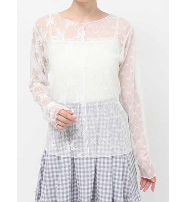 merry jenny「シアーレースコンビtops」|Tシャツ・カットソー|