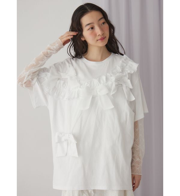 merry jenny「シアーレースコンビtops」|Tシャツ・カットソー|