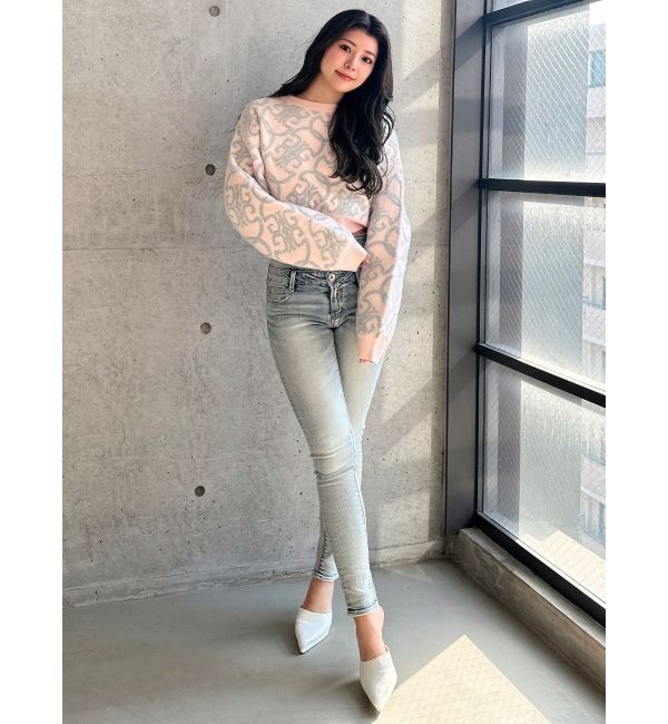 GYDA「ハイウエストウエストクロススキニーデニムパンツ」|デニム|