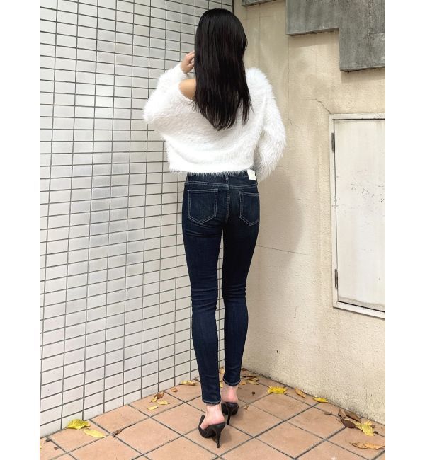 GYDA「ハイウエストウエストクロススキニーデニムパンツ」|デニム|