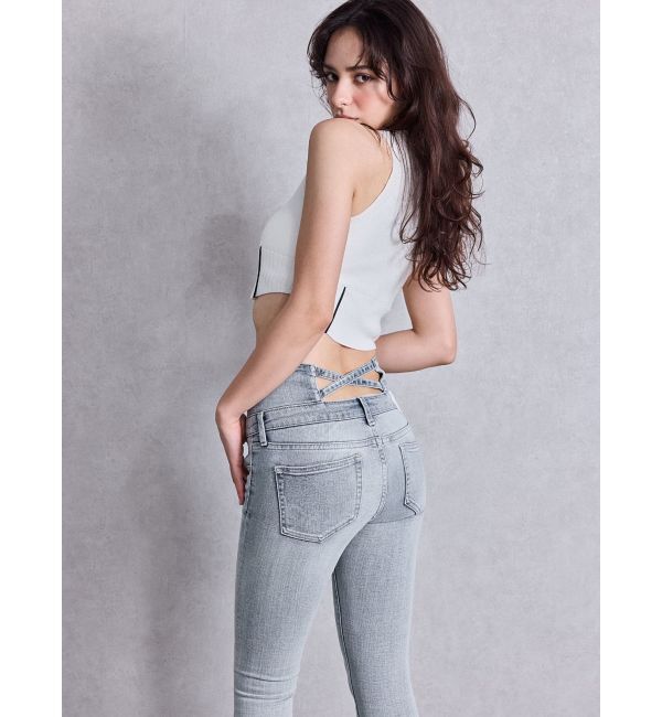 GYDA「ハイウエストウエストクロススキニーデニムパンツ」|デニム|