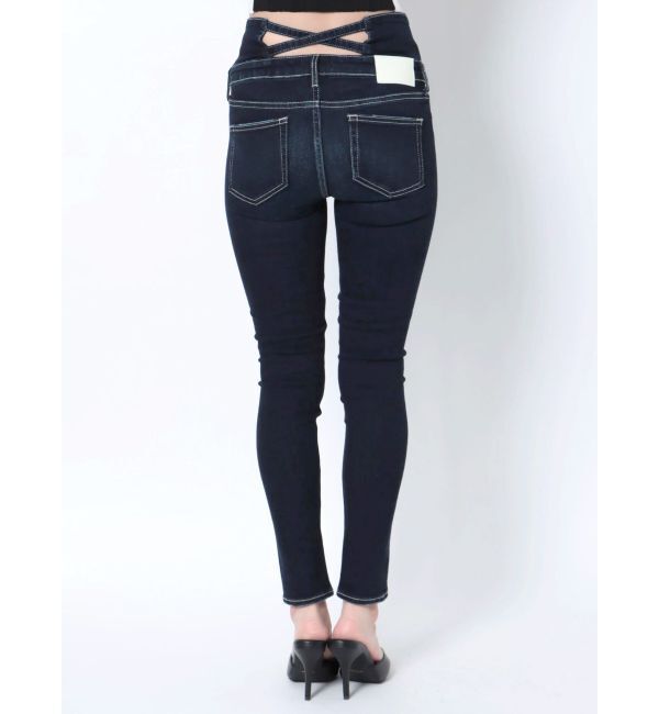 GYDA「ハイウエストウエストクロススキニーデニムパンツ」|デニム|