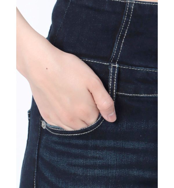 GYDA「ハイウエストウエストクロススキニーデニムパンツ」|デニム|