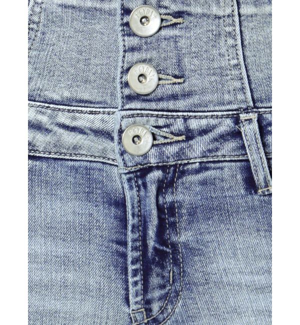 GYDA「ハイウエストウエストクロススキニーデニムパンツ」|デニム|