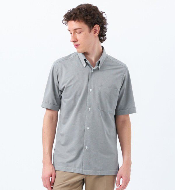 MACKINTOSH PHILOSOPHY「【WEB&一部店舗限定】トロッター オックス/ストライプ スクエアボタンダウン半袖シャツ」|シャツ・ブラウス|グレー