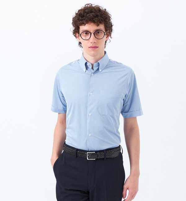 MACKINTOSH PHILOSOPHY「【WEB&一部店舗限定】トロッター オックス/ストライプ スクエアボタンダウン半袖シャツ」|シャツ・ブラウス|ブルーメランジ