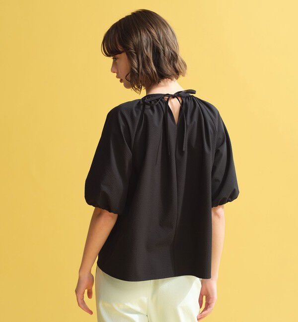 MACKINTOSH PHILOSOPHY「サマーサッカーギャザーブラウス」|シャツ・ブラウス|ブラック