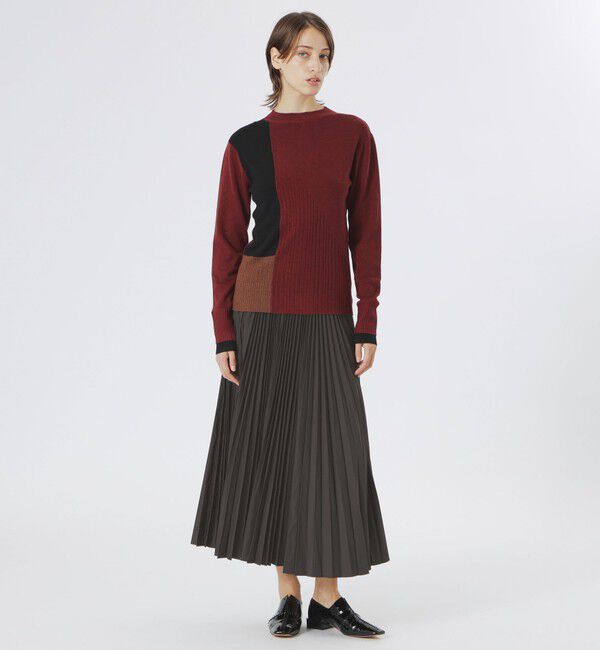  「ブロッキング２フェイスニットプルオーバー」|ニット・セーター|