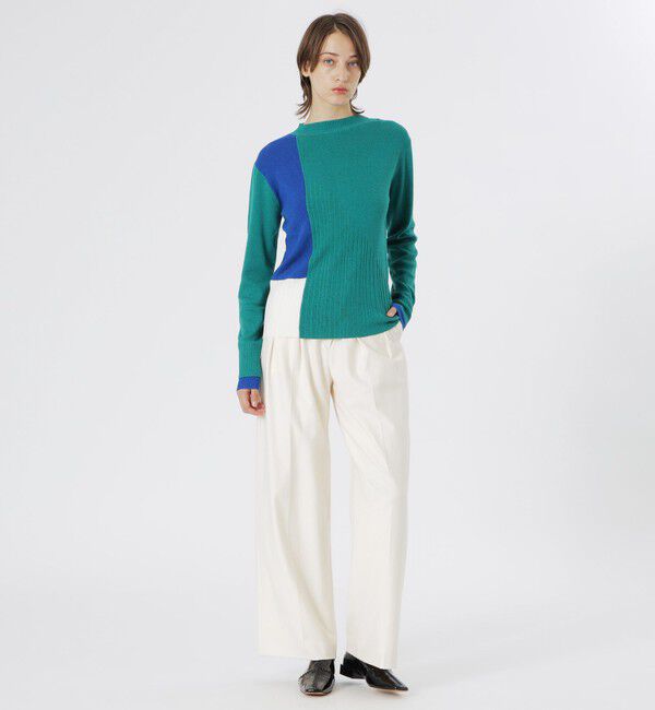  「ブロッキング２フェイスニットプルオーバー」|ニット・セーター|