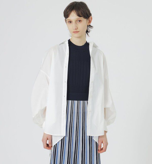  「【ドラマ着用商品】バックプリーツシアースリーブシャツ」|シャツ・ブラウス|ホワイト