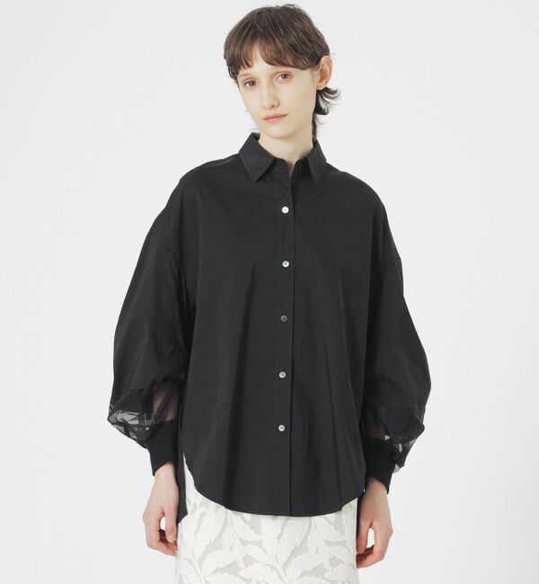  「【ドラマ着用商品】バックプリーツシアースリーブシャツ」|シャツ・ブラウス|ブラック