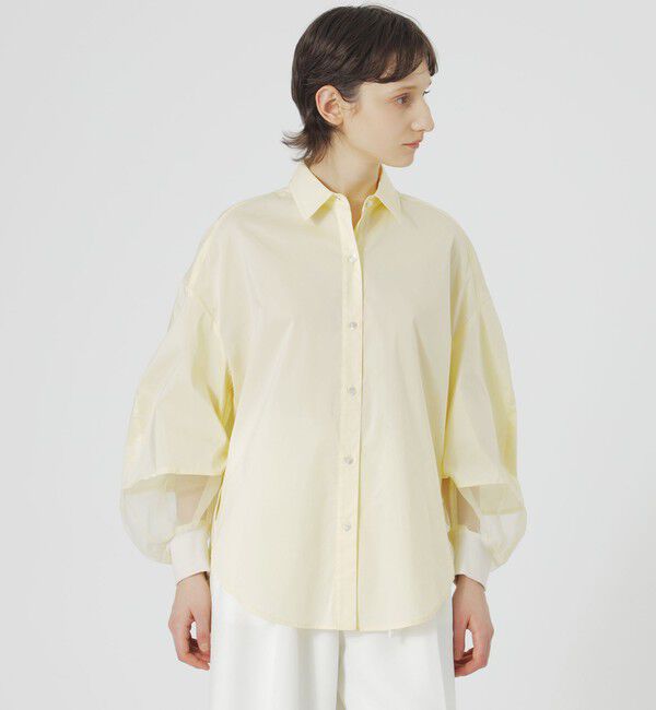  「【ドラマ着用商品】バックプリーツシアースリーブシャツ」|シャツ・ブラウス|イエロー