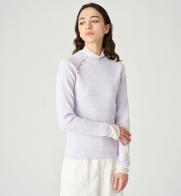  「ミックスヤーンニットプルオーバー」|ニット・セーター|パープル