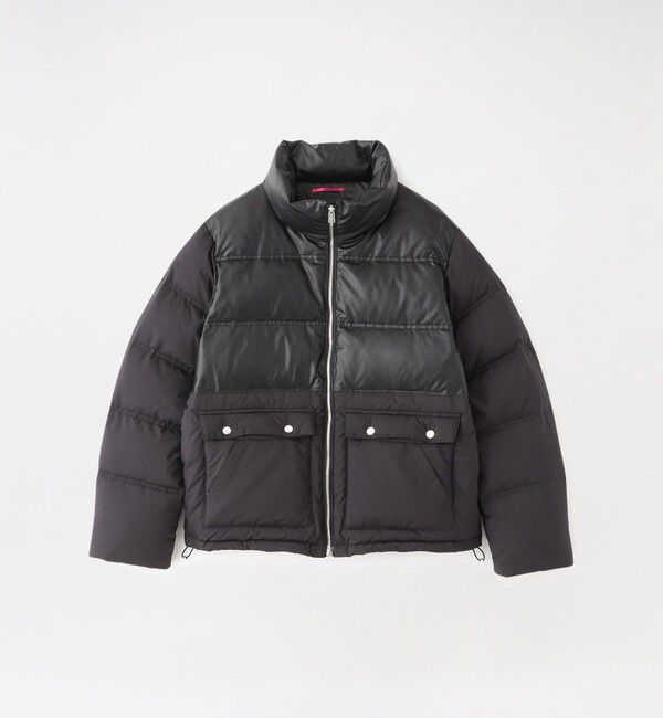  「シンセティックレザーコンビパファー」|ダウン|ブラック