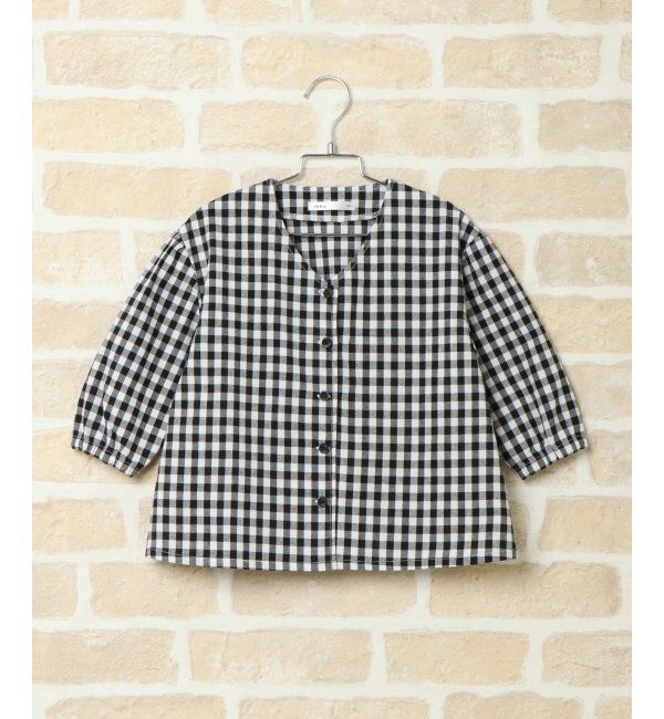 ikka kids「【キッズ】ギンガムチェックバルーンスリーブブラウス（120~160cm）」|シャツ・ブラウス|ブラック