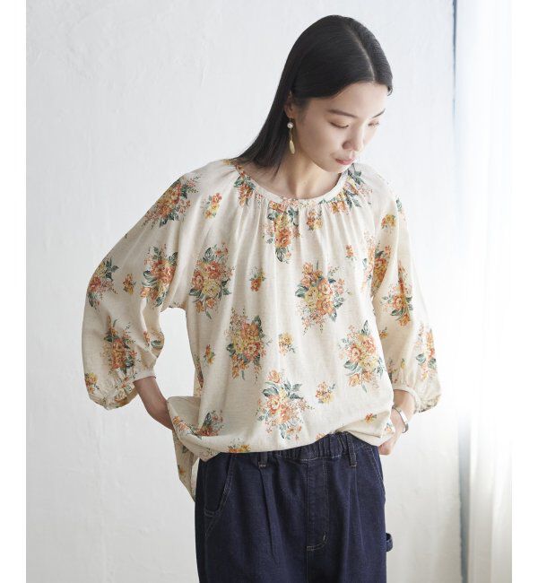 Lbc with Life「リネン混ブーケプリントパフスリーブ」|シャツ・ブラウス|