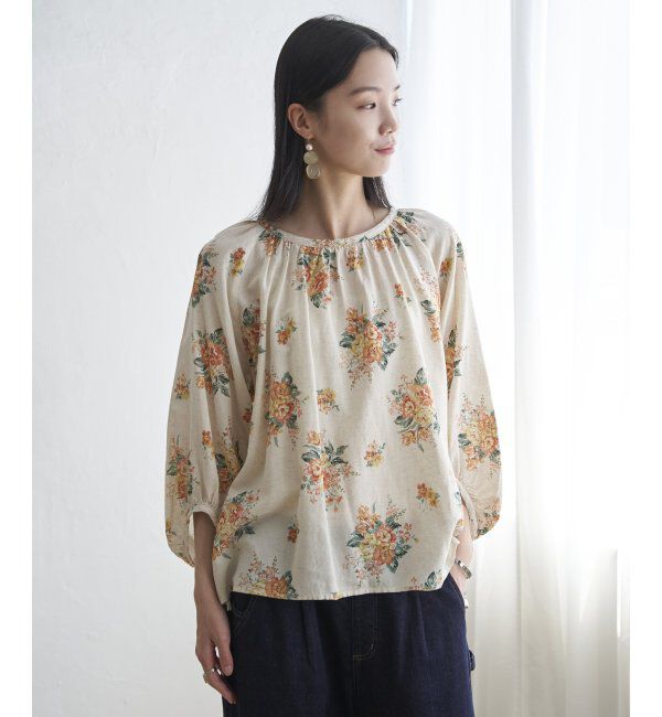 Lbc with Life「リネン混ブーケプリントパフスリーブ」|シャツ・ブラウス|