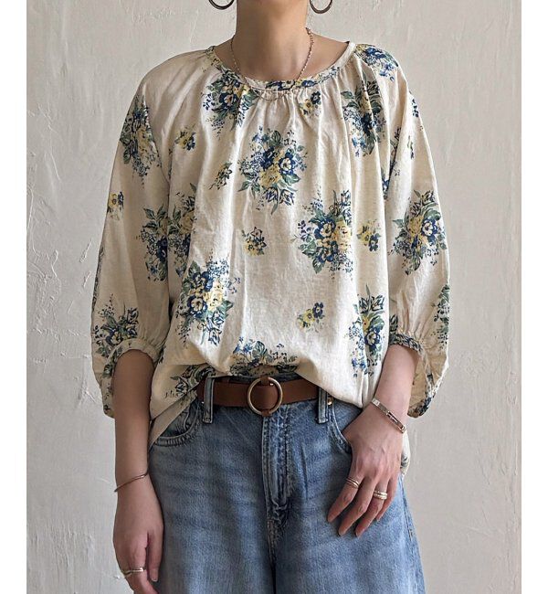 Lbc with Life「リネン混ブーケプリントパフスリーブ」|シャツ・ブラウス|