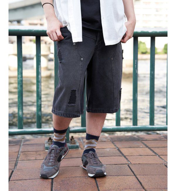 VENCE share style「PLESダメージデニムショーツ」|その他|ブラック