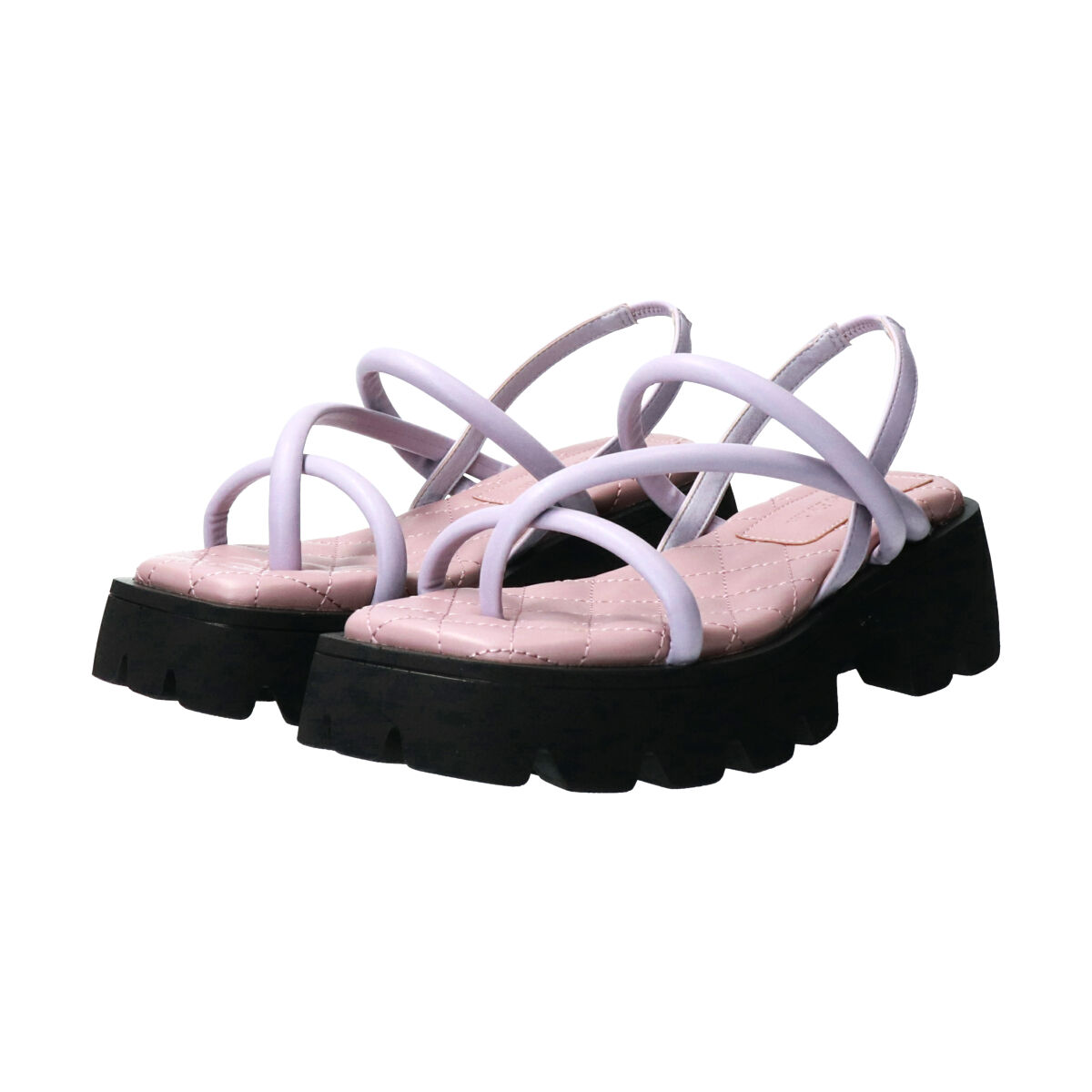 Bridget Birkin「【Bridget Birkin】ストラップデザイン厚底スクエアサンダル」|サンダル|PU