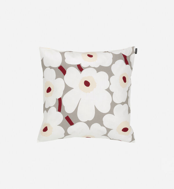 Marimekko「Pieni Unikko クッションカバー 50x50cm」|クッション・クッションカバー|ﾗｲﾄｸﾞﾚｰ&times;ﾎﾜｲﾄ