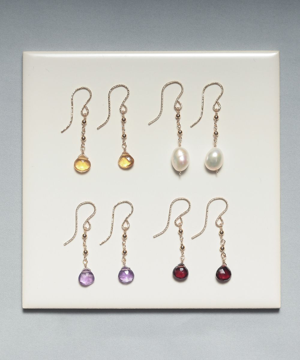  「K14GF ミラーボール 天然石 フックピアス　」|ピアス|