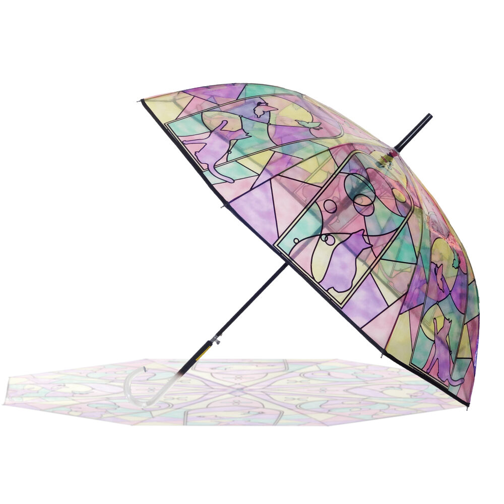 BACKYARD FAMILY「傘 レディース ジャンプ 通販 ビニール傘 ジャンプ式 おしゃれ アンシャンテ ステンドグラス傘」|傘|パープル2