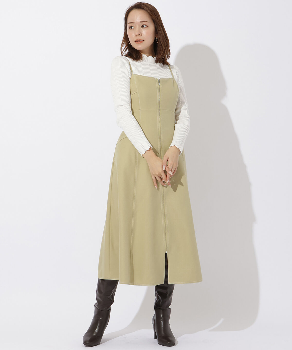 アンドクチュール「スカラネックプルオーバー＋ジップジャンスカ」|ワンピース|イエロー