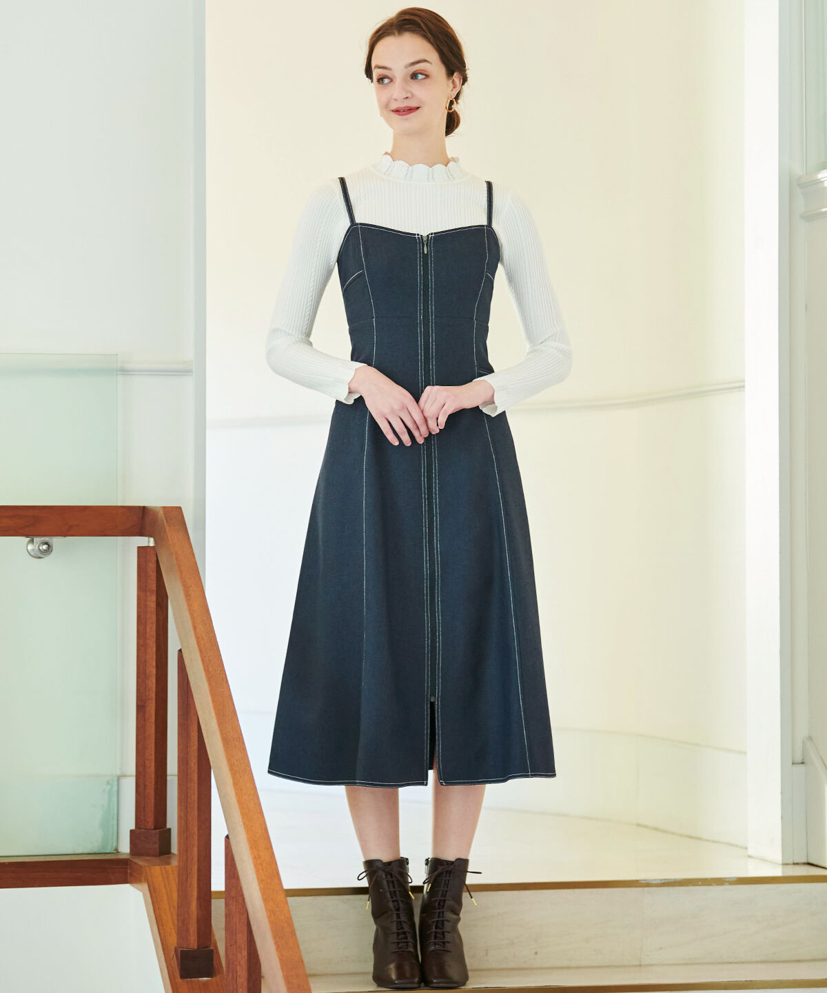 アンドクチュール「スカラネックプルオーバー＋ジップジャンスカ」|ワンピース|