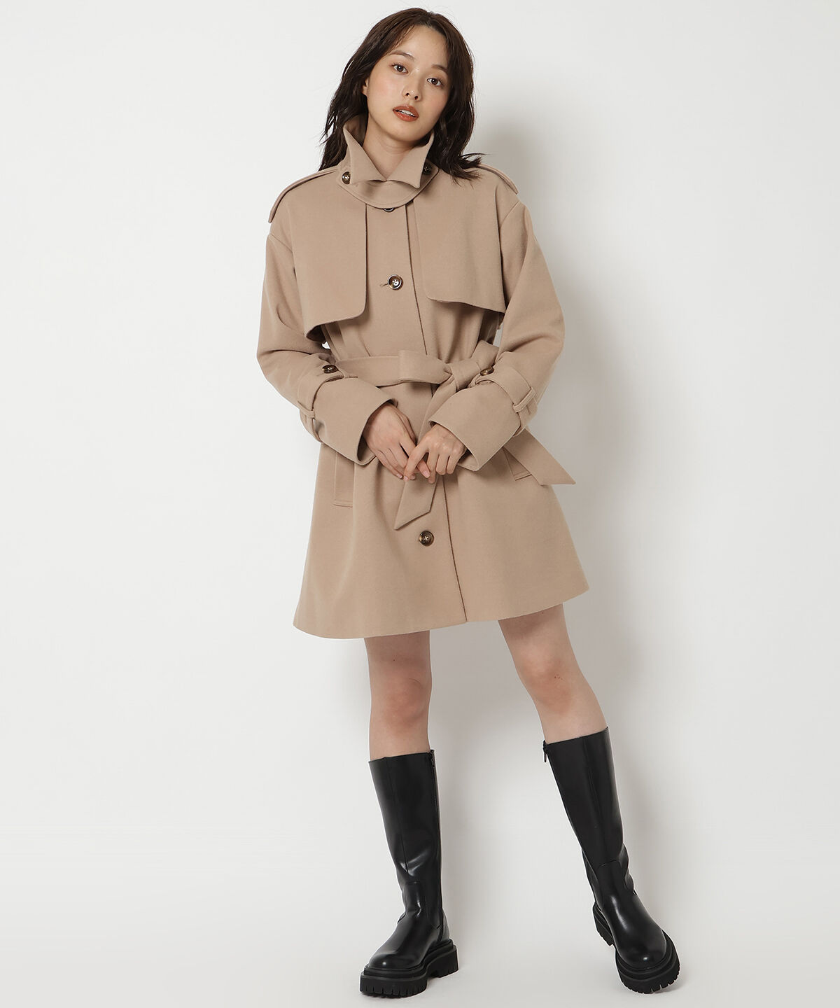 REDYAZEL「スタンドカラーショートコート」|ステンカラーコート|