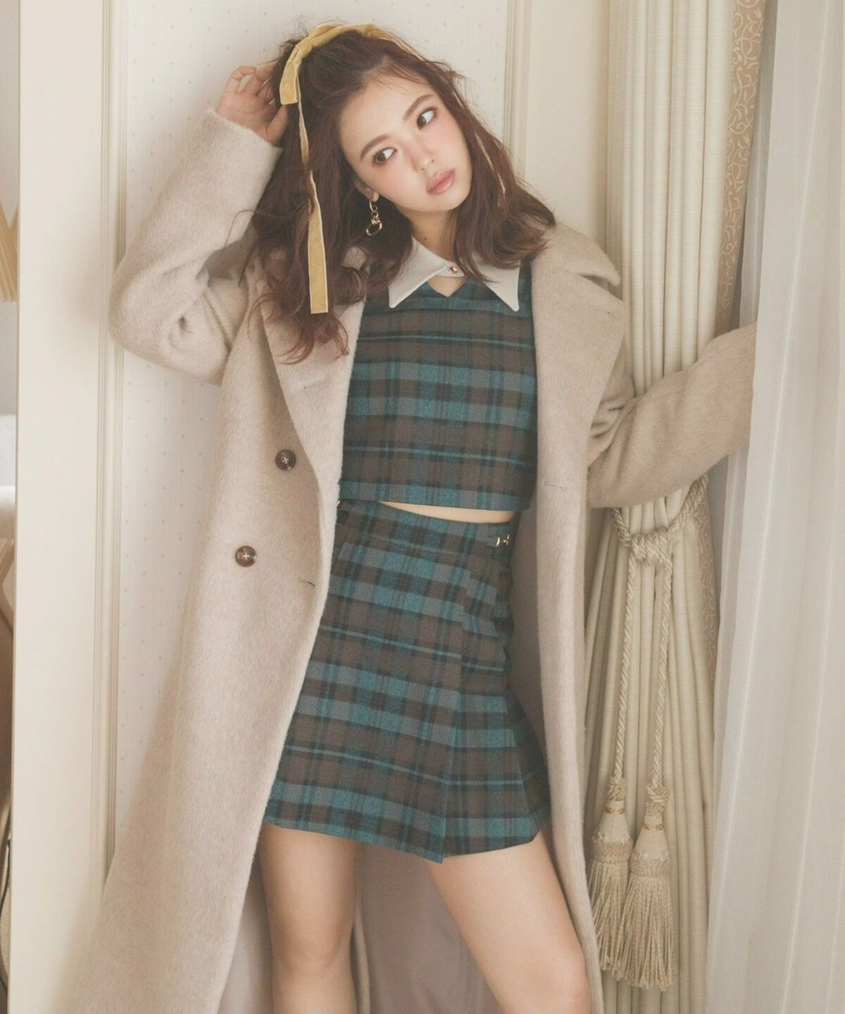 REDYAZEL「シャギーロングコート」|ステンカラーコート|