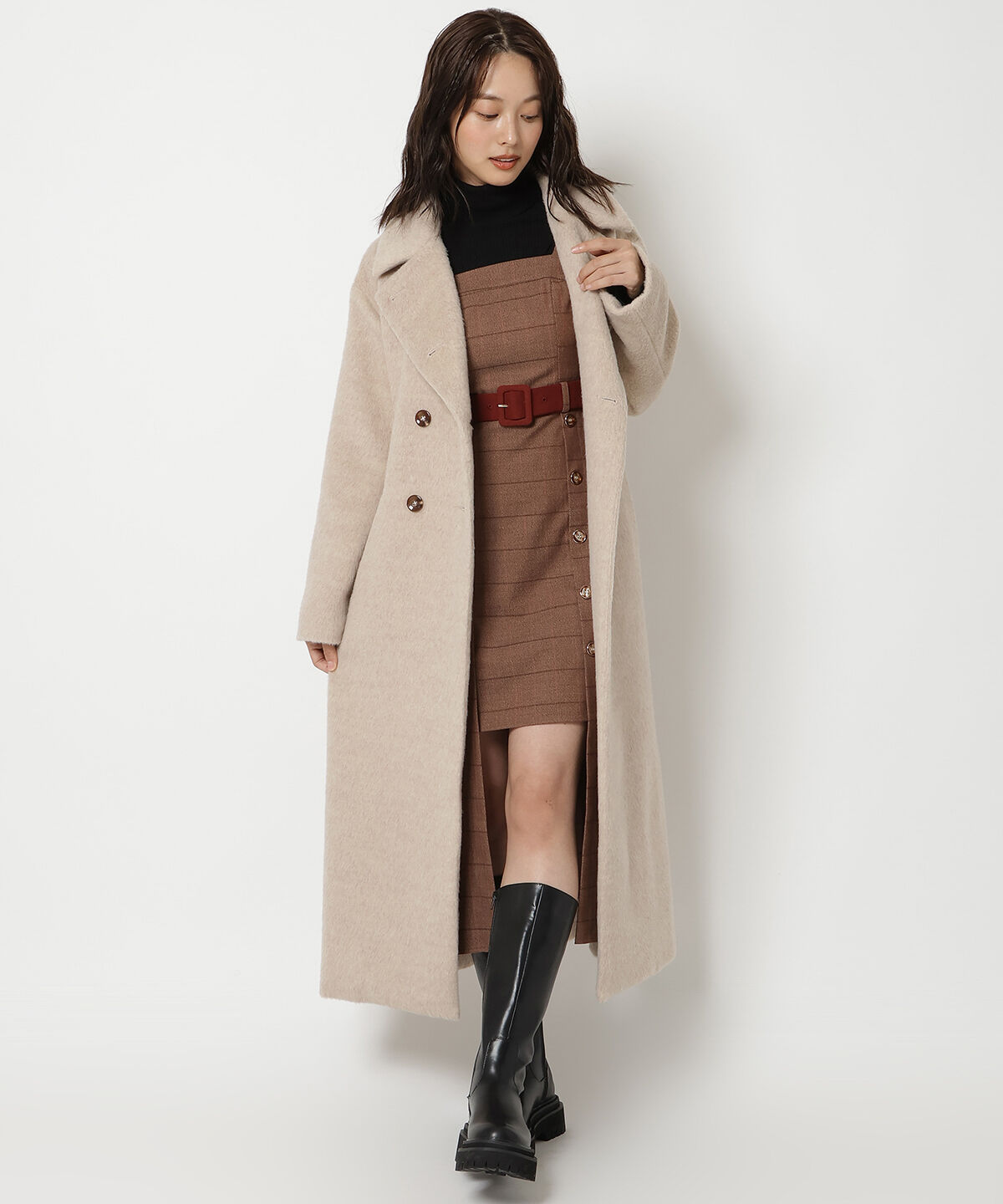 REDYAZEL「シャギーロングコート」|ステンカラーコート|