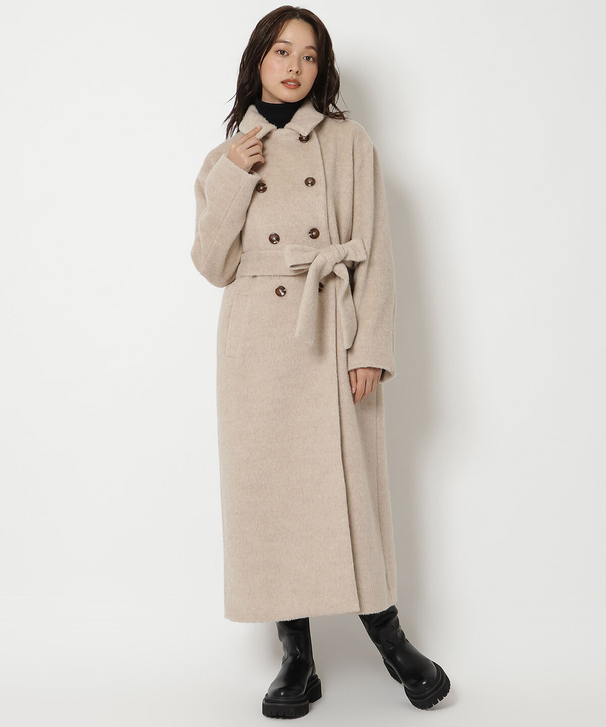 REDYAZEL「シャギーロングコート」|ステンカラーコート|