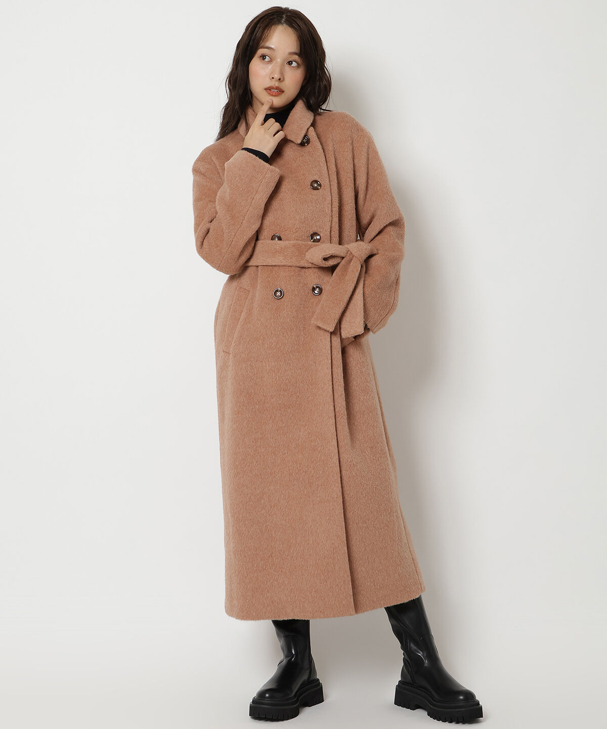 REDYAZEL「シャギーロングコート」|ステンカラーコート|