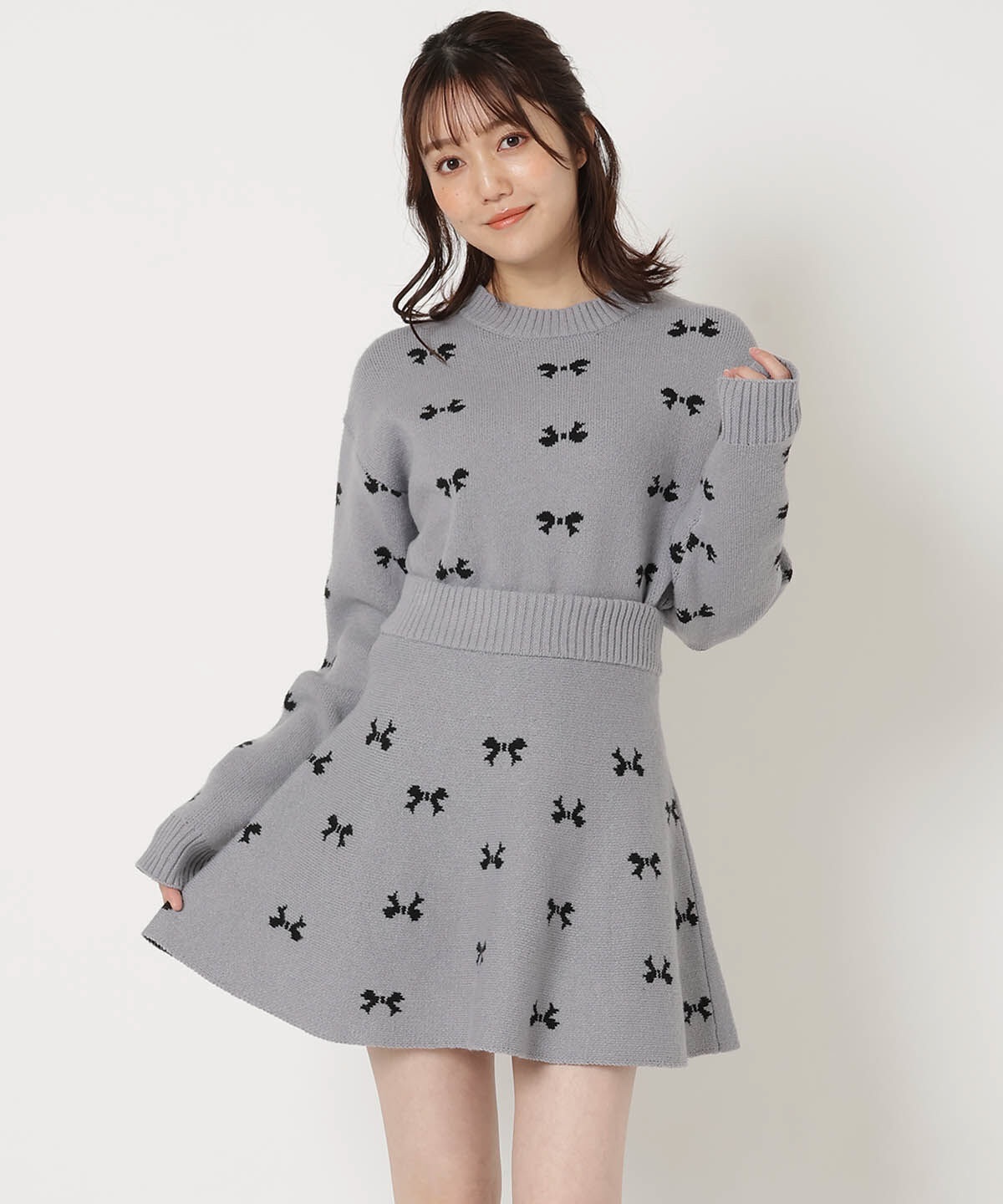 REDYAZEL「リボンジャガードニットスカート」|フレア|