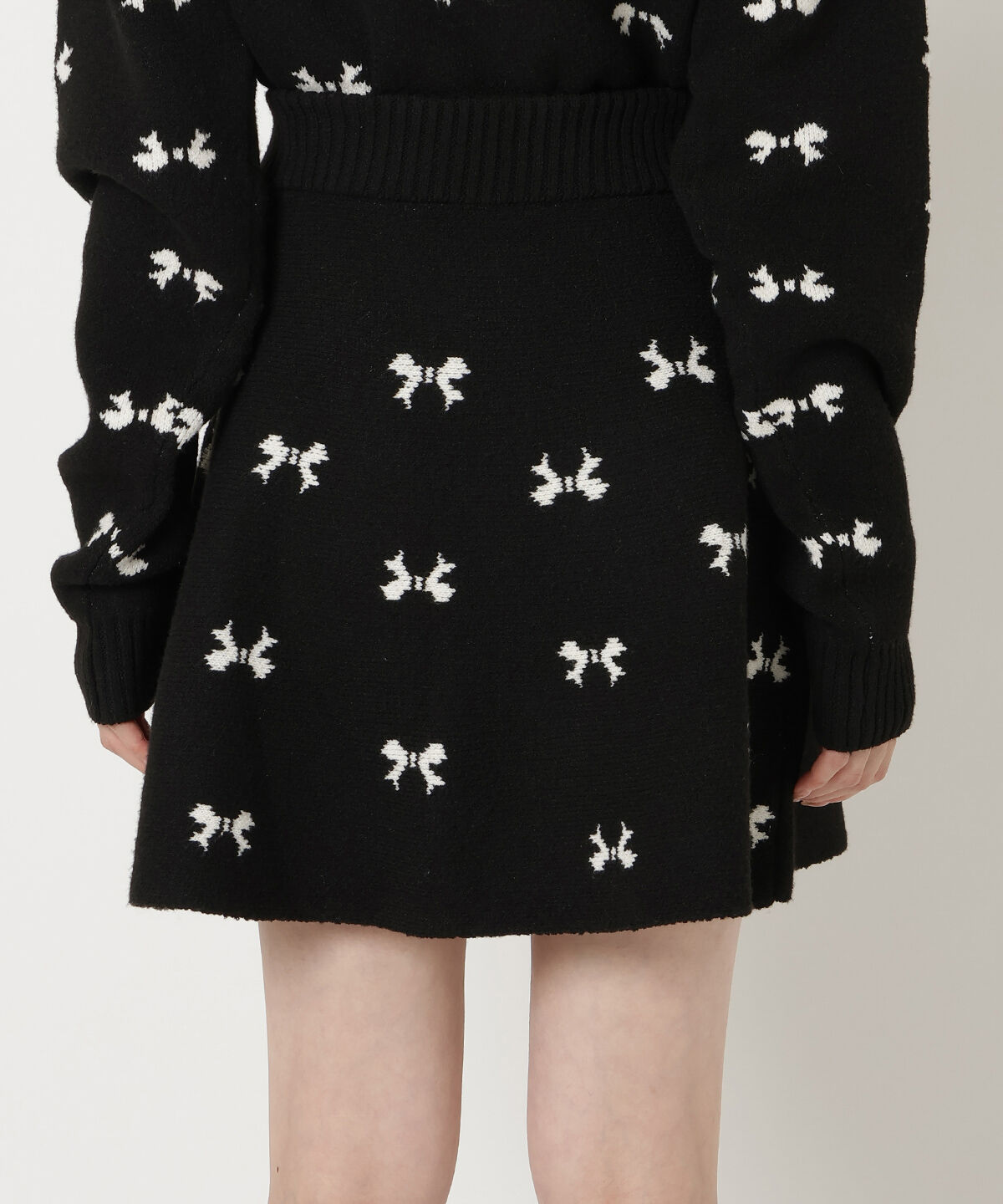 REDYAZEL「リボンジャガードニットスカート」|フレア|