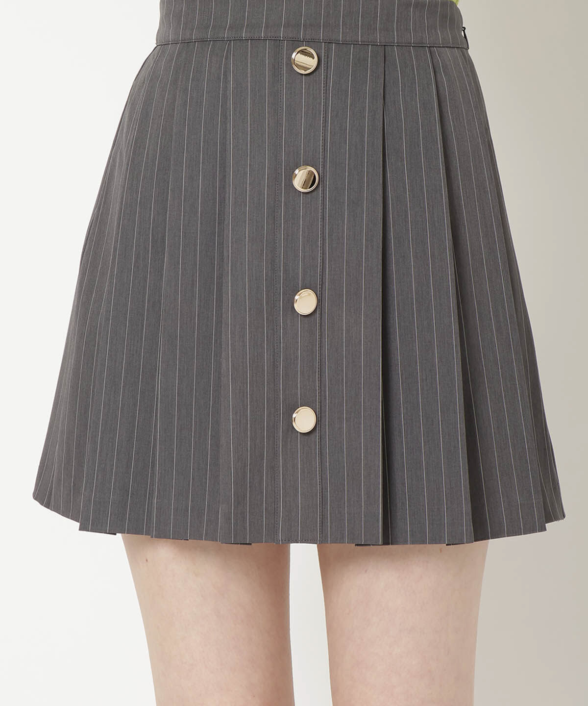 REDYAZEL「フロントボタンプリーツミニスカート」|台形|