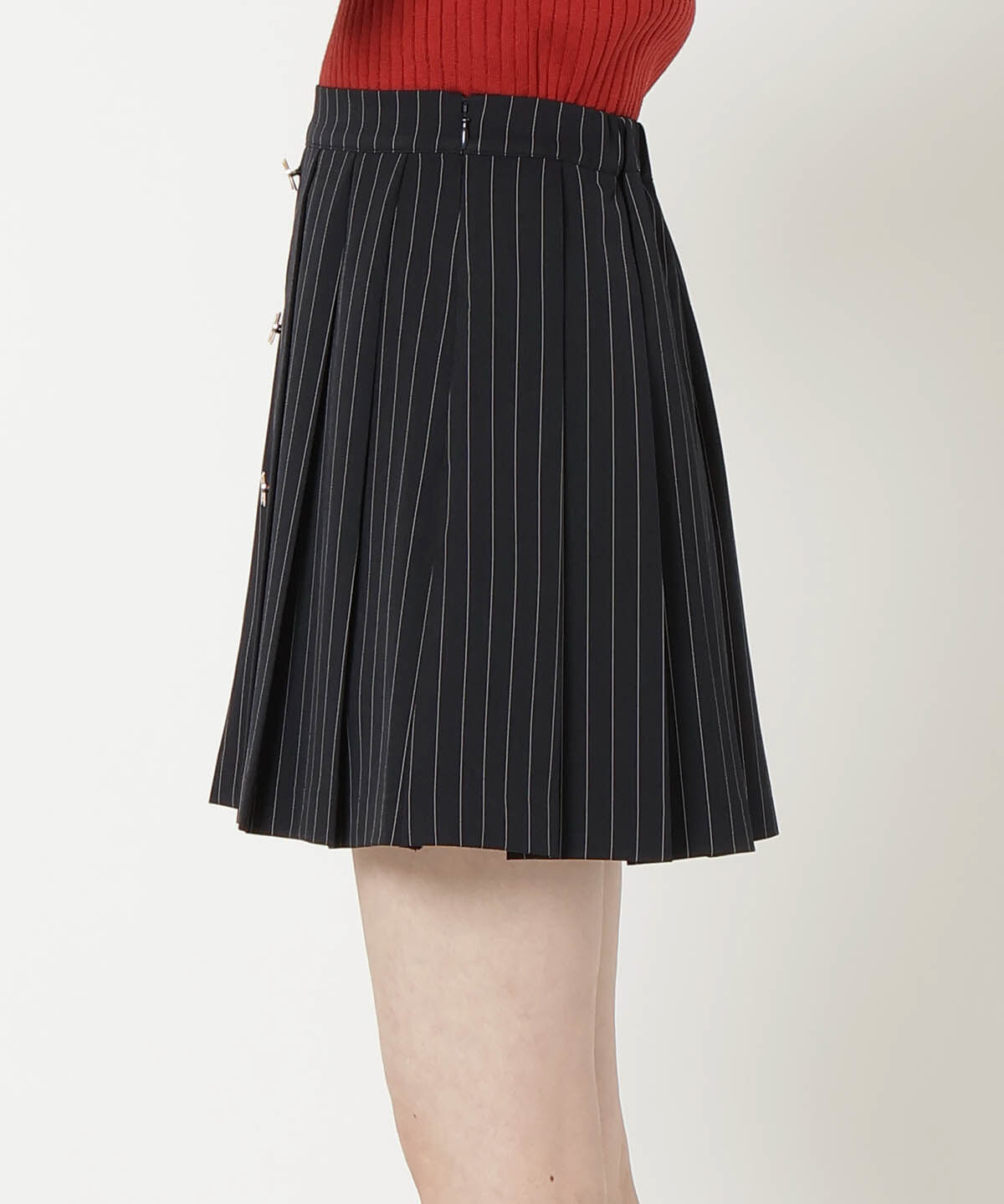 REDYAZEL「フロントボタンプリーツミニスカート」|台形|