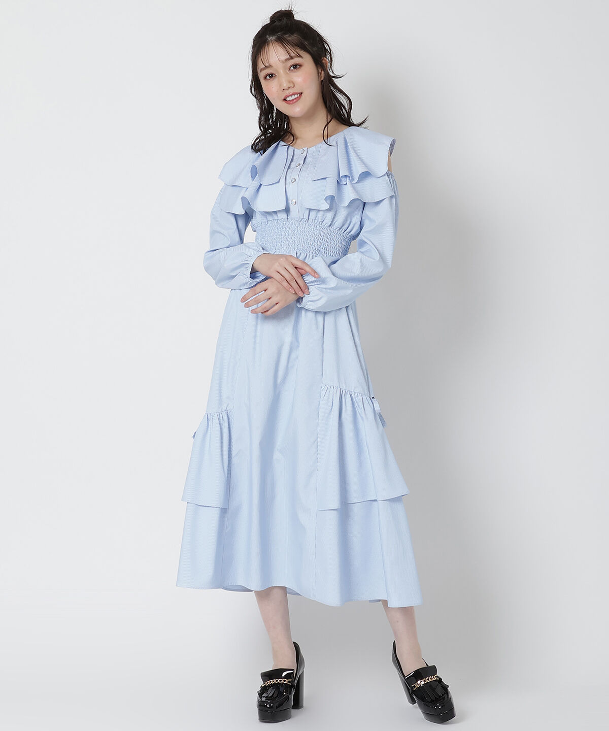 REDYAZEL「ストライプ肩あきブラウス」|シャツ・ブラウス|