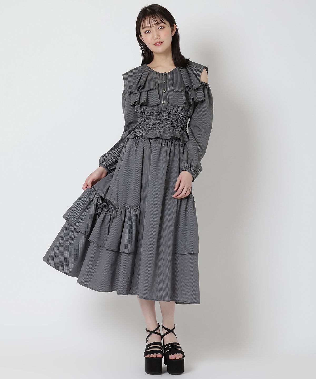 REDYAZEL「ストライプ肩あきブラウス」|シャツ・ブラウス|