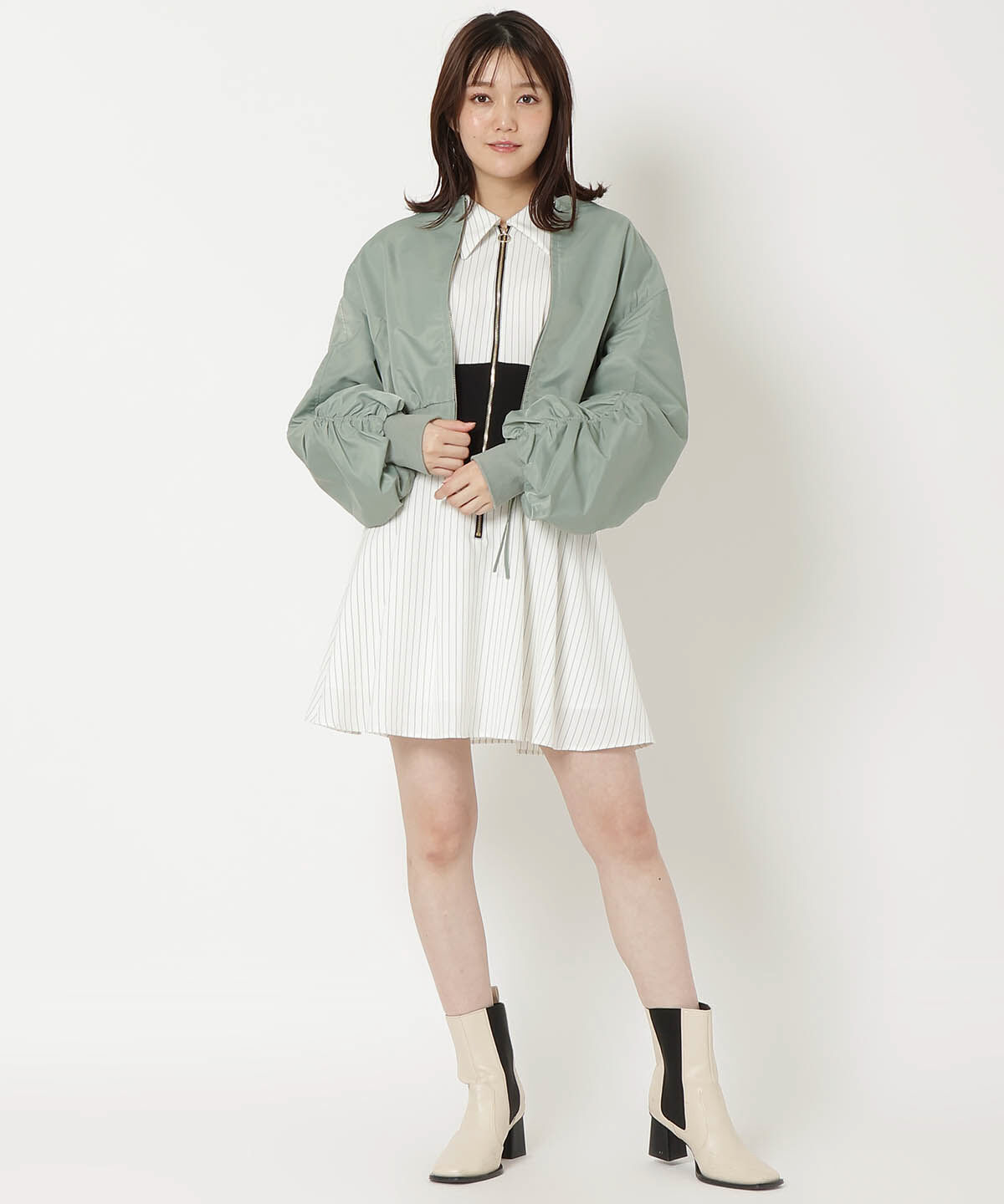 REDYAZEL「袖ギャザーMA-1」|ブルゾン・スタジャン|