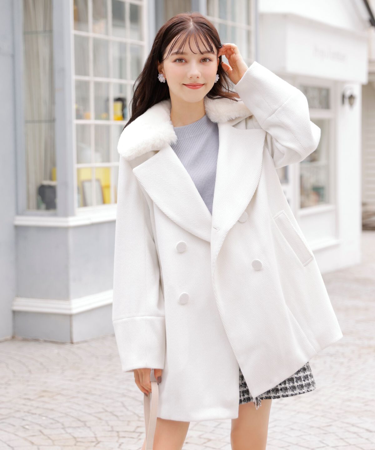 WILLSELECTION「ヘリンボーンファー付きコート」|その他|