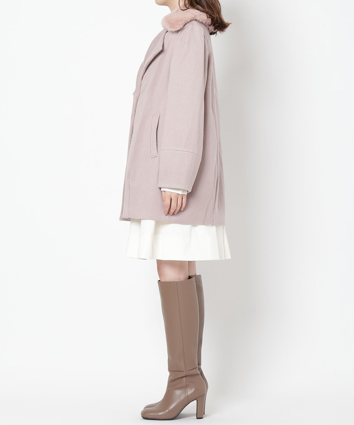 WILLSELECTION「ヘリンボーンファー付きコート」|その他|