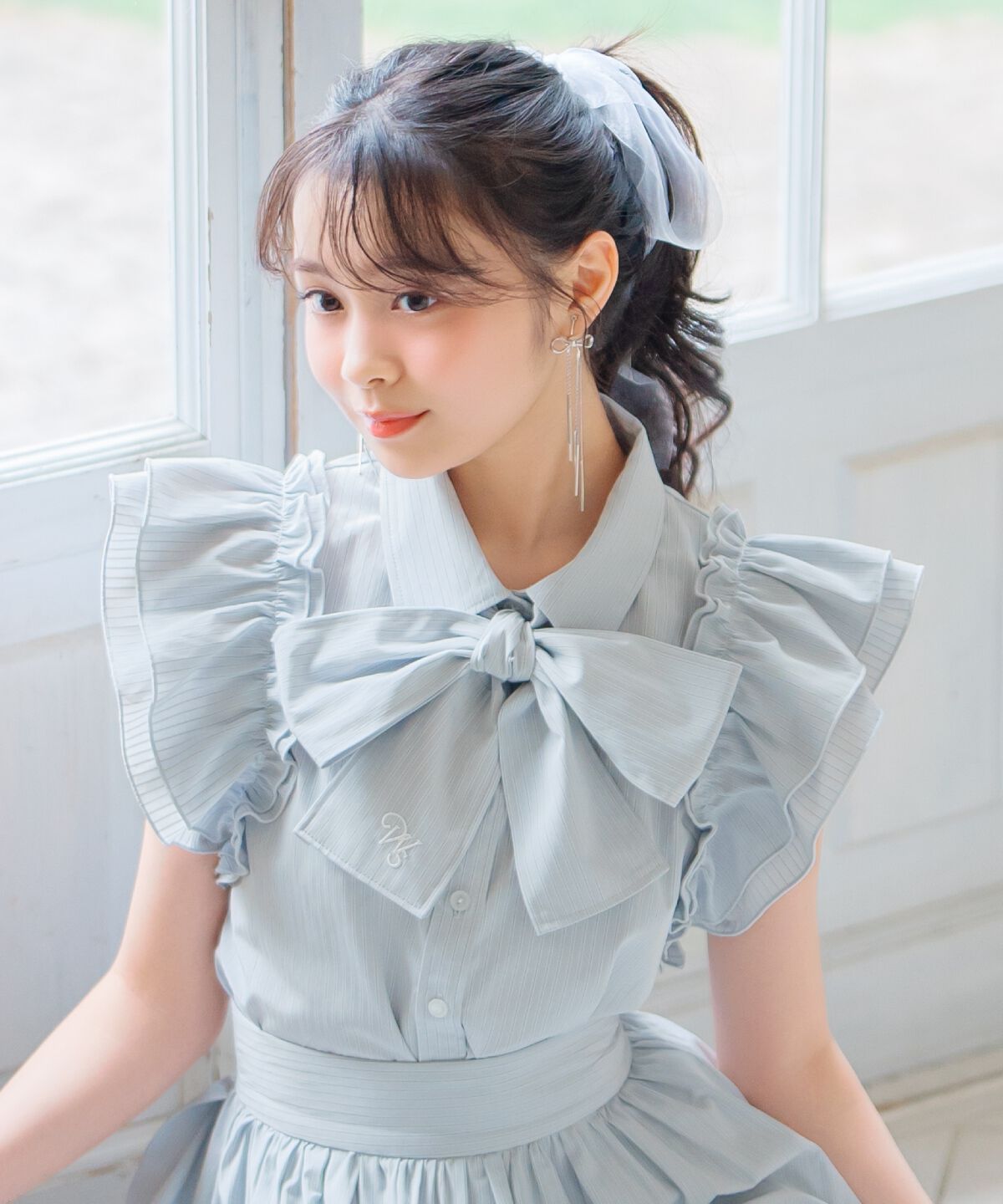 WILLSELECTION「刺繍入りボウタイストライプブラウス」|シャツ・ブラウス|